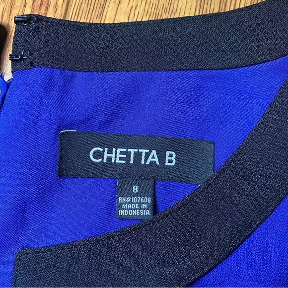 NWT Chetta B Blue & Black Stretch Dress for Office Work Dinner Size 8 - Picture 5 of 7